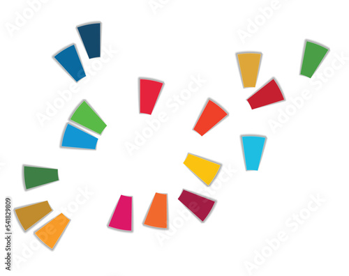 Paper cut style vector illustration in SDGs colors, Agenda 2030. Editable EPS 10