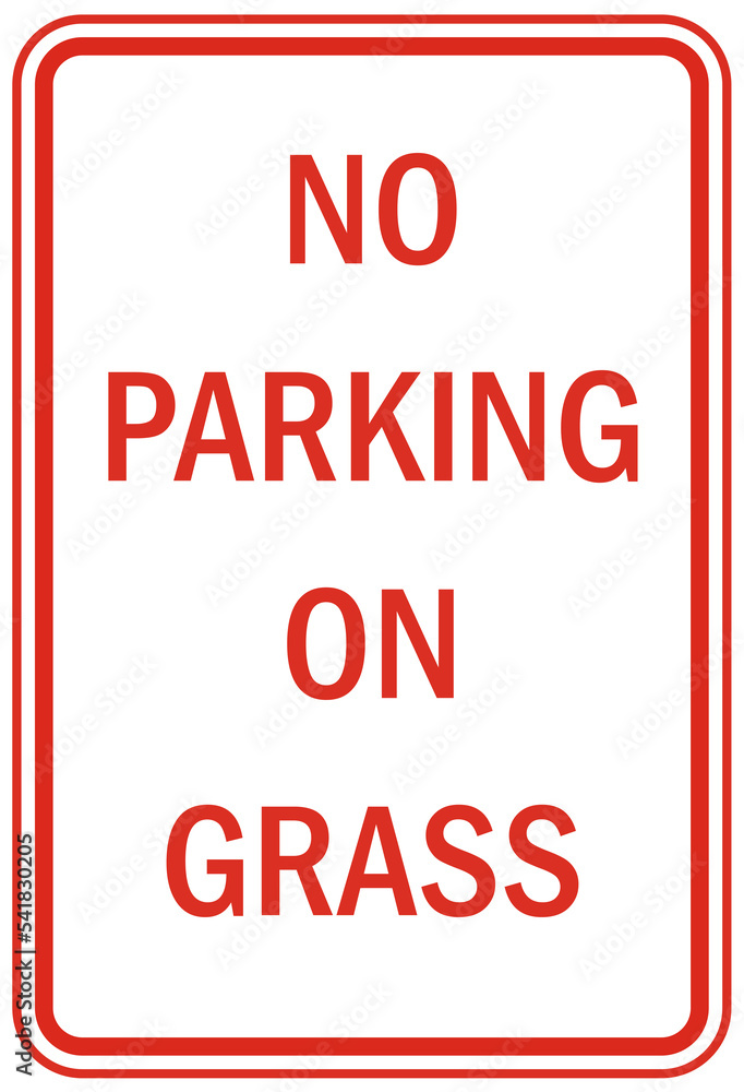 parking sign and label no parking on grass Stock Illustration | Adobe Stock
