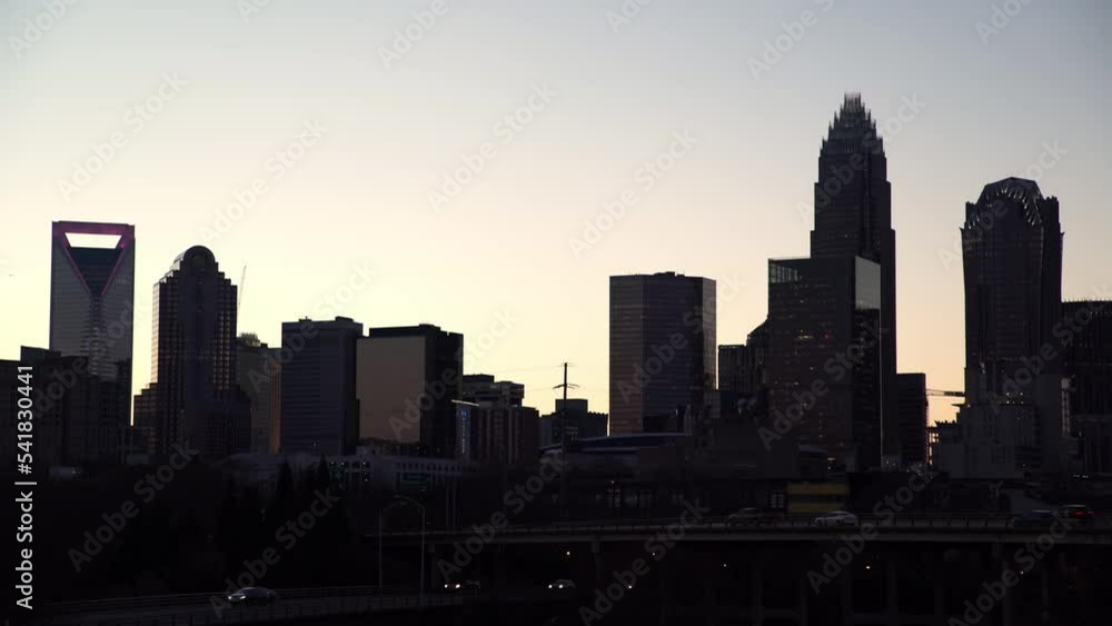 Lockdown Silhouette Of Downtown Against Clear Sky In City At Dusk - Charlotte, North Carolina Lockdown Silhouette Of Downtown Against Clear Sky In City At Dusk - Charlotte, North Carolina