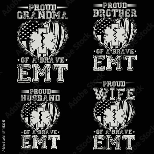 proud dad of a brave , EMT bundle t-shirt design