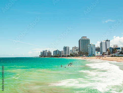 Beautiful condado city beach landscape from puerto rico tropical coast © emaotx