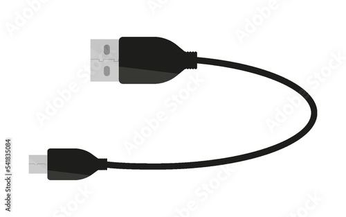 Usb cable type c lightning cord mini black flat. Portable charging smartphone connection tablet computer data transfer universal charge power supply electric mobile flexible plastic rubber isolated