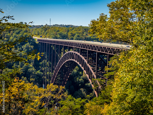 New River Gorge Bridge over the New River from the observation platform in the New River Gorge National Park and Preserve in West Virginia USA