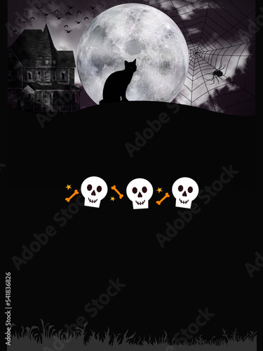 Halloween background with skeleton faces