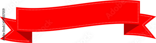 Red ribbon in png. Banner label illustration. Ribbon label on transparent background. Red banner in png
