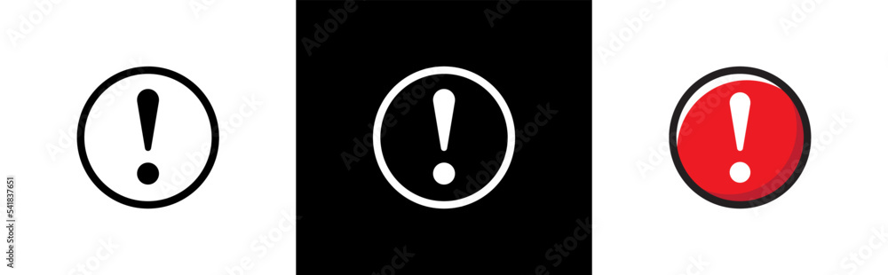 Exclamation mark icon style symbol signs, Vector illustration. Exclamation mark icon style symbol signs, Vector illustration.