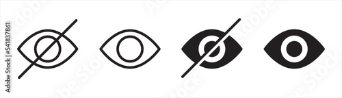 See and unsee eye icon symbol signs, vector illustration