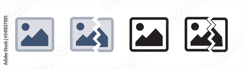 Gallery icon. image picture photo symbol. broken picture signs, vector illustration.