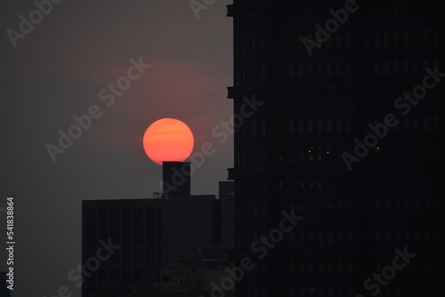 sunset in the city