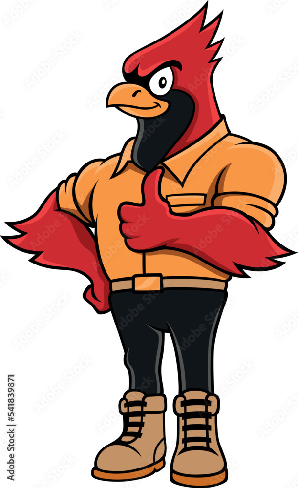 Red Cardinal Bird Mascot Design