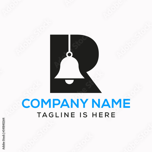 Letter R Cowbell Logo Concept With Hanging Bell Symbol Vector Template