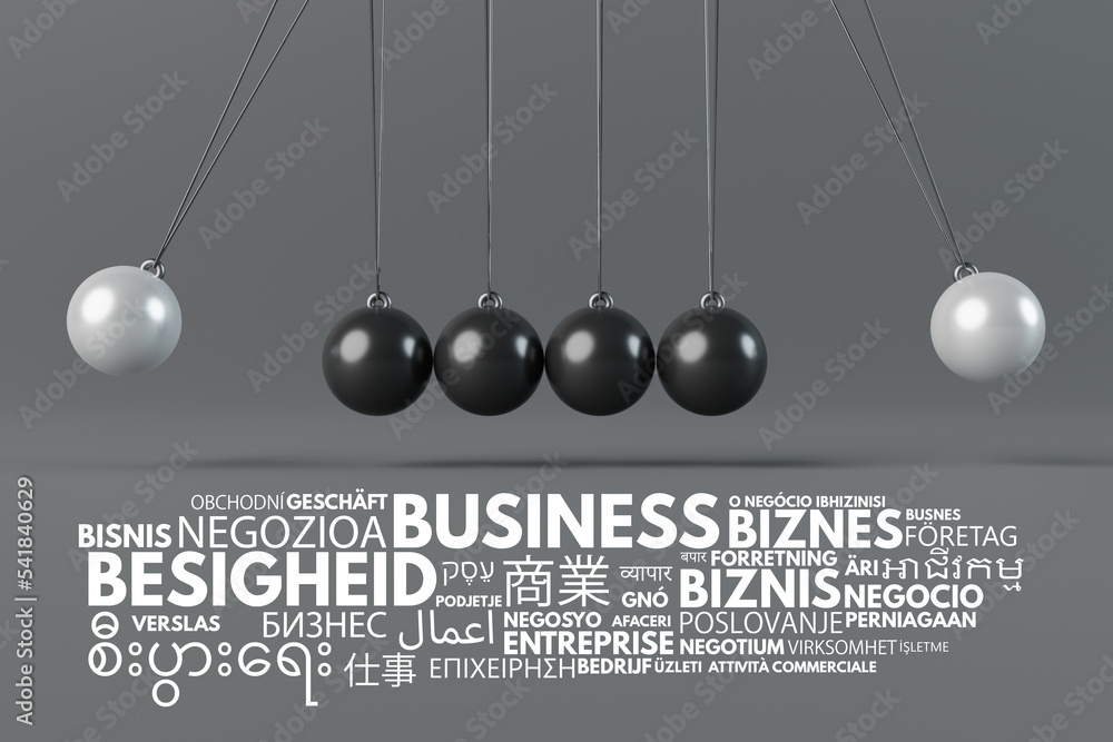 Simple Newton pendulum mechanism. Balls hitting each other. 3d