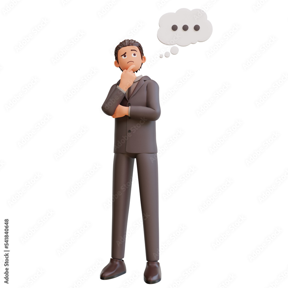 3d render character bussinesman thinking about something 3d render character bussinesman thinking about something
