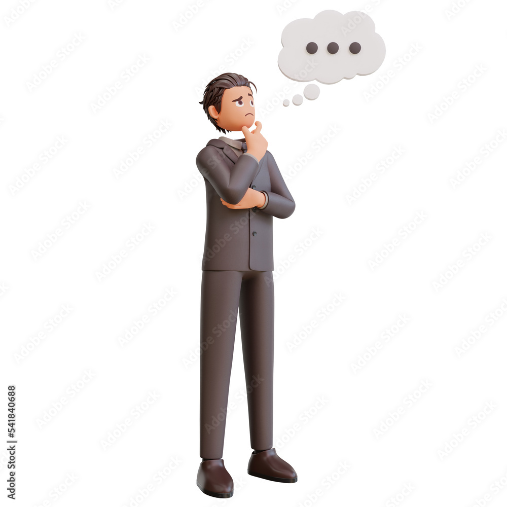 3d render character bussinesman thinking about something 3d render character bussinesman thinking about something
