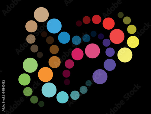 Abstract lights on black background, bokeh lights, moving colored circles, vector illustration