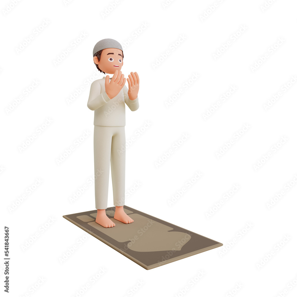3d illustration muslim boy praying 3d illustration muslim boy praying