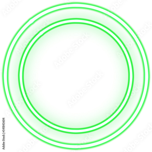 Title: Circle neon. Modern neon green glowing circle banner. Abstract neon circle with glowing lines.