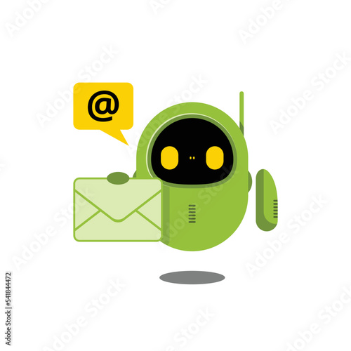 Green Robot Holding Envelope or Mail