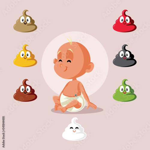 Poop Color Guidelines for Babies Health Infographic Vector Illustration. Health indicator of diaper inspection on a little newborn child

