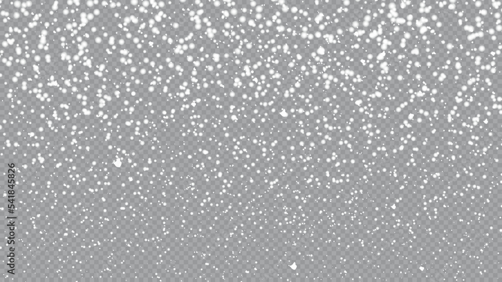 Realistic falling snow or snowflakes. Isolated on transparent background
