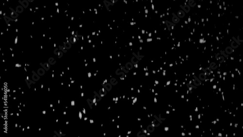 Slow Motion Winter real snowfall effect Snow storm isolated black background in 4K to be used for composing motion graphics overlay animation 4K drag and drop editing software supporting blending mode