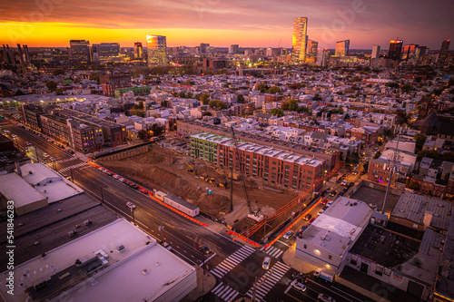 Drone of Epic Philadelphia Sunset