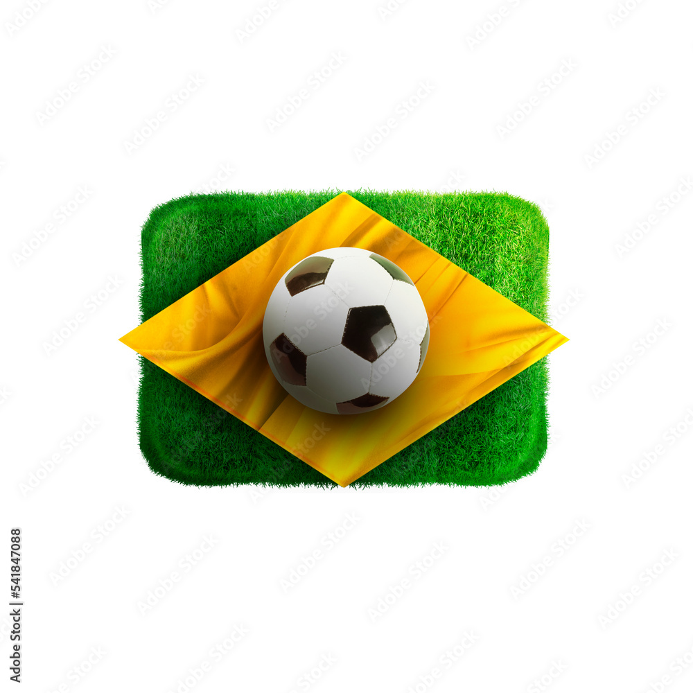 Bandeira Brasil 3D campo futebol Stock Illustration