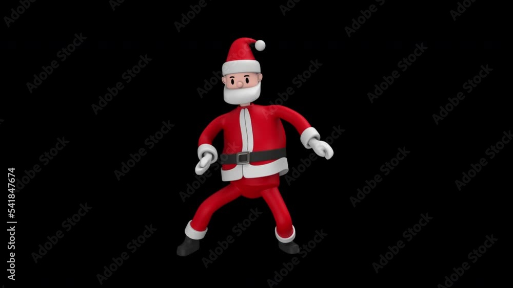 Cartoon Santa Claus dance - 3d render looped with alpha channel. Cartoon Santa Claus dance - 3d render looped with alpha channel.