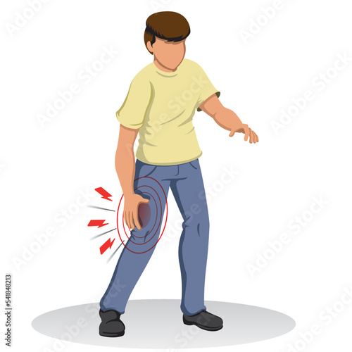 person illustration with symptoms of cramp, peripheral neuropathy, numbness, tingling and dystrophy. Ideal for educational materials and training