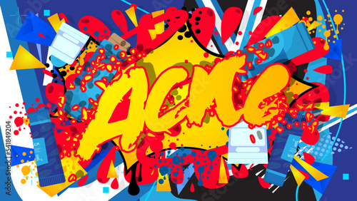 Acne Graffiti tag. Abstract modern street art decoration performed in urban painting style.