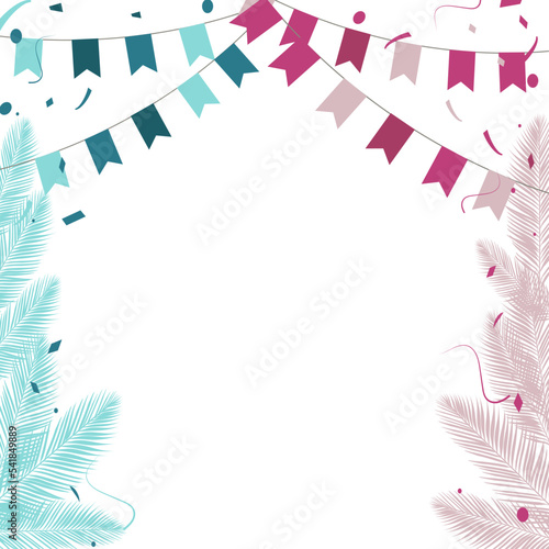 Set of garlands, Pink and blue Palms for gender reveal or baby shower invitation.