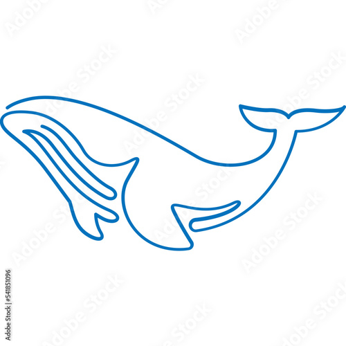 whale continuous line art minimal style vector illustration. Mono lineal design.