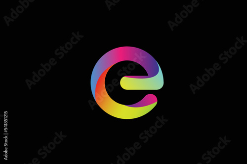 icon e full color with background black, vector illustration
