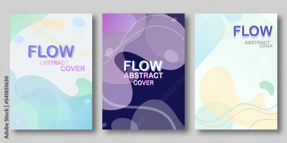 Vector of Book cover set on flow minimalism concept design decorated by pastel color shapes and lines
