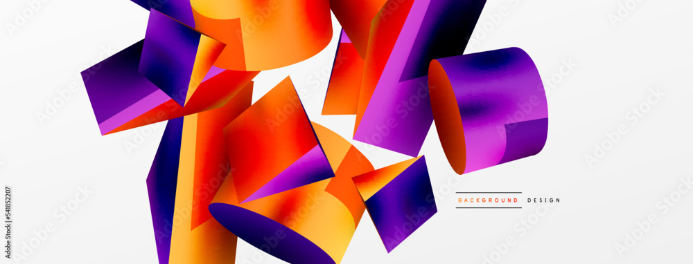 Metallic 3d shape vector geometric background. Trendy techno business template for wallpaper, banner, background or landing