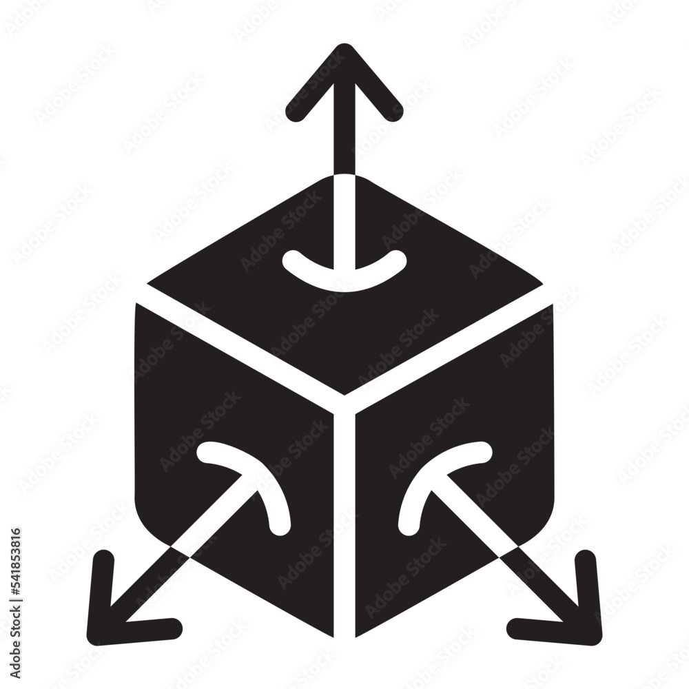 3d Model glyph icon Stock Vector | Adobe Stock