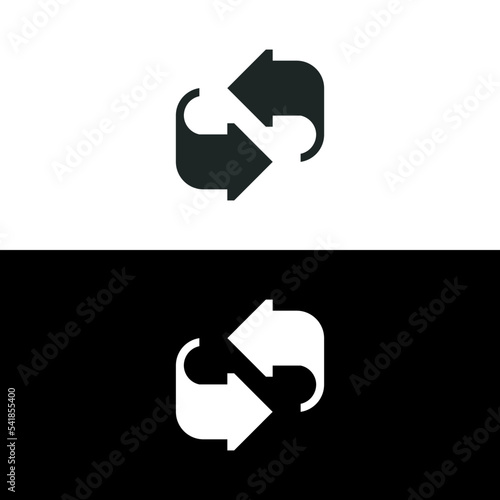 Two back arrows synchronize icon isolated on white background