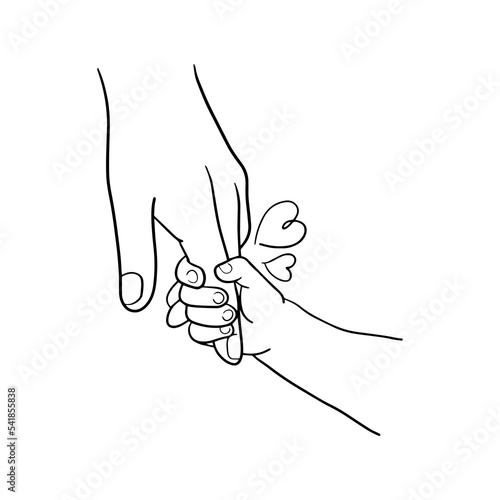 a child's hand holding his parent's hand, a symbol of love and care.