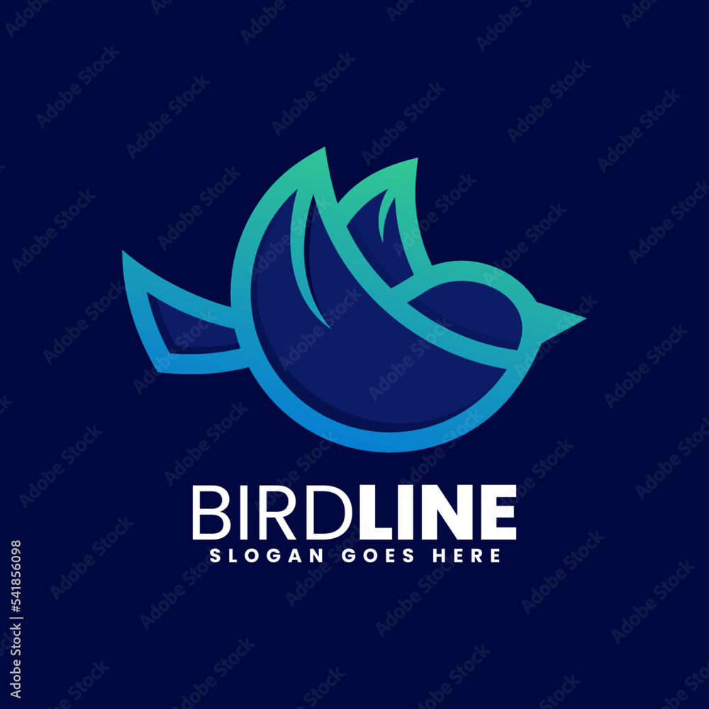 Vector Logo Illustration Bird Gradient Line Art Style Stock Vector ...