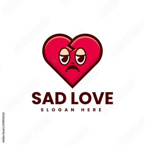 Vector Logo Illustration Sad Love Mascot Cartoon Style