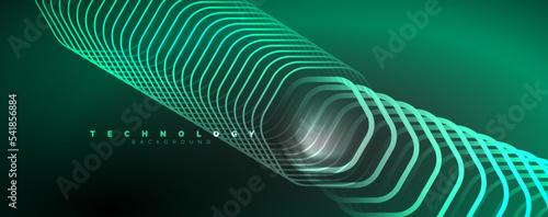 Techno shiny hexagons abstract background, technology energy space light concept, abstract background wallpaper design