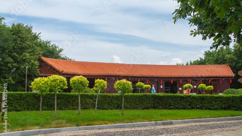 Wallpaper Mural Mudanjiang, Heilongjiang, China - June 21 2021: A traditional chinese style house in a park. Torontodigital.ca