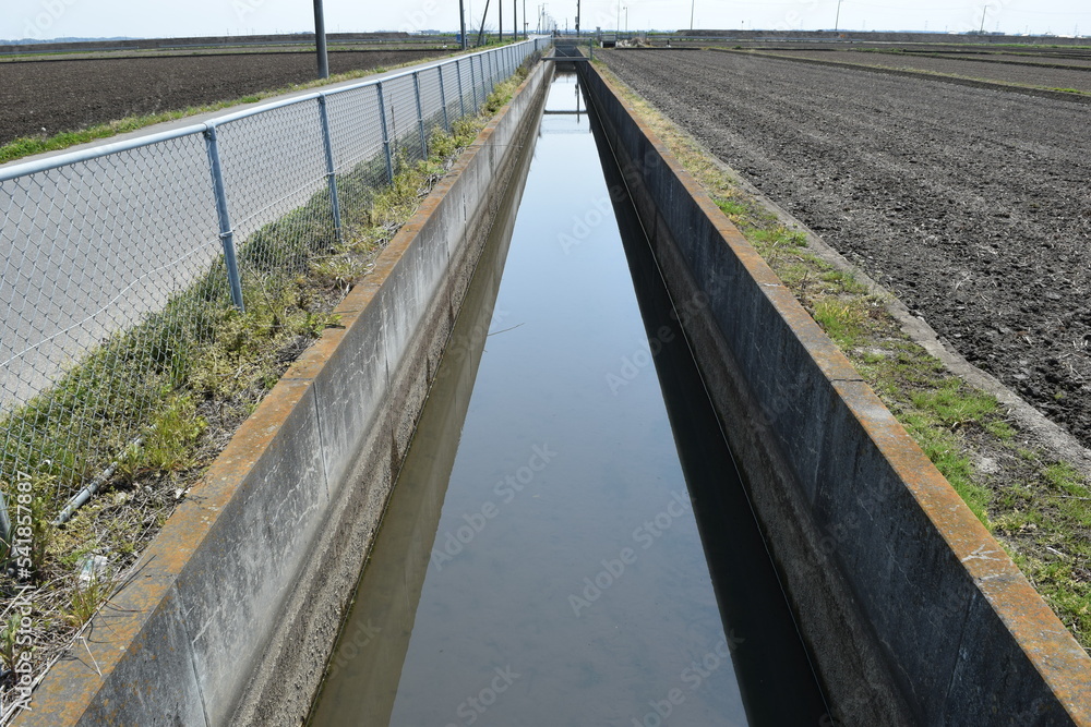 Fototapeta premium 農業用水路兼排水路 茨城県