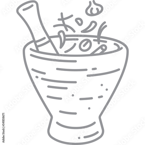 som tam and mortar pestle line icon