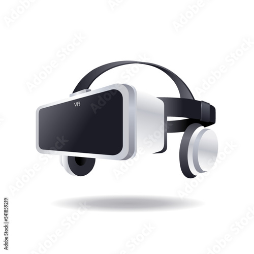 3d VR Headset illustration. Vector Virtual Reality technology digital glasses. Innovation device