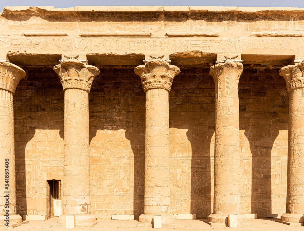 Facade and columns of the temple of Edfu in Egypt Facade and columns of the temple of Edfu in Egypt