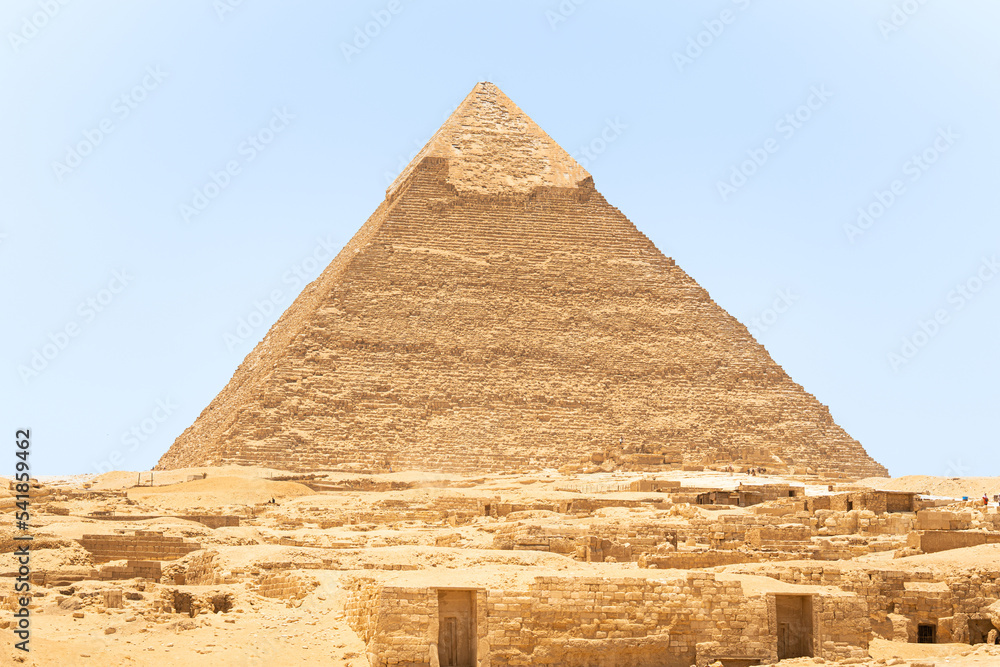 Frontal view of the Kephren Pyramid in Egypt Frontal view of the Kephren Pyramid in Egypt