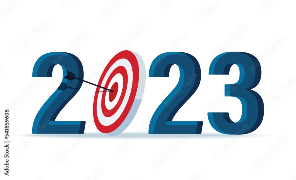 happy new year 2023. hit the target vector illustration happy new year 2023. hit the target vector illustration