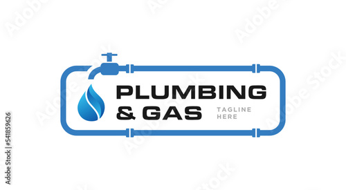 Plumbing and gas logo emblem isolated, professional plumbing logo badge in blue gradient color, dripping water icon vector design, gas icon, hvac icon logo, cooling, heating