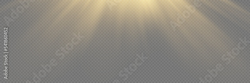 Vector transparent sunlight special lens flash light effect.front sun lens flash. Vector blur in the light of radiance. Element of decor. Horizontal stellar rays and searchlight.